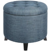 Pouf Sgabello Contenitore in Legno e Tessuto Trapuntato Poggiapiedi Blu 51x51x43