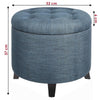 Pouf Sgabello Contenitore in Legno e Tessuto Trapuntato Poggiapiedi Blu 51x51x43