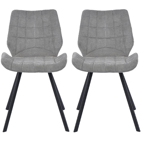 Sedia in Tessuto Kit 2pz Seduta e Schienale Ergonomici Gamba Metallo Nero Grigio