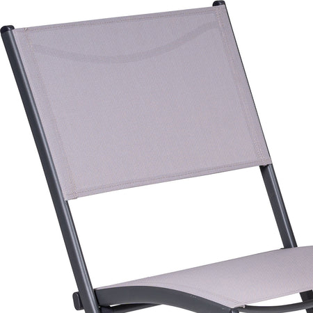 Set 3 Pezzi Tavolo con 2 Sedie Bar Hotel B&amp;B Giardino Metallo Verniciato Pieghevole Grigio