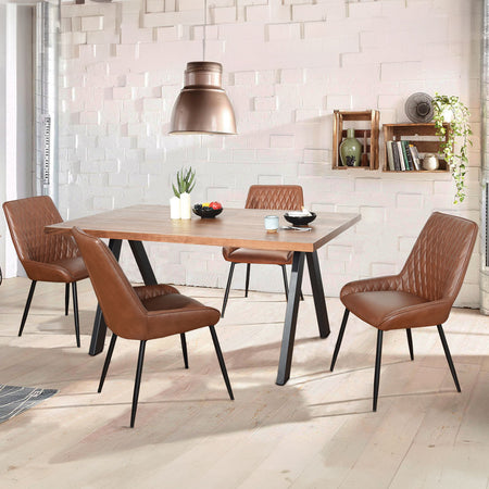 Sedia kit 2pz Pelle Ecologica Marrone Sala da Pranzo Ristorante Cucina Schienale Decorato