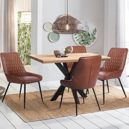 Sedia kit 2pz Pelle Ecologica Marrone Sala da Pranzo Ristorante Cucina Schienale Decorato