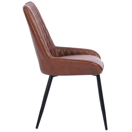 Sedia kit 2pz Pelle Ecologica Marrone Sala da Pranzo Ristorante Cucina Schienale Decorato