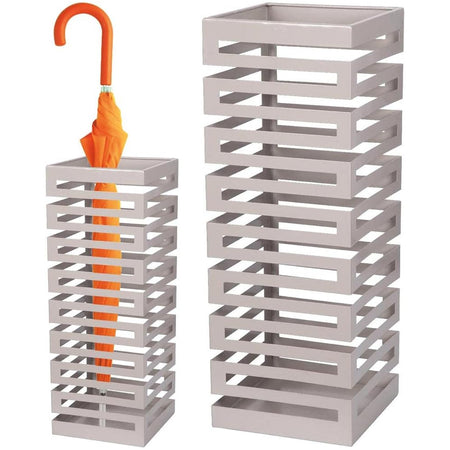 Porta Ombrelli Decorato H. 52 cm Metallo Verniciato Grigio Uso Interno Esterno