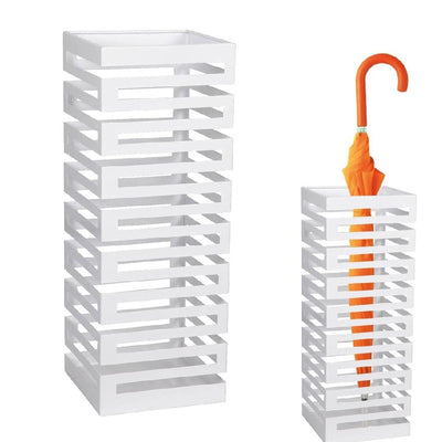 Porta Ombrelli Decorato H. 52 cm Metallo Verniciato Bianco Uso Interno Esterno