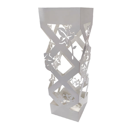 Porta Ombrelli Decorato H. 49 cm Metallo Verniciato Bianco Uso Interno Esterno