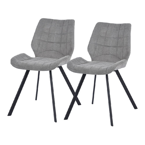 Sedia in Tessuto Kit 2pz Seduta e Schienale Ergonomici Gamba Metallo Nero Grigio