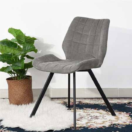 Sedia in Tessuto Kit 2pz Seduta e Schienale Ergonomici Gamba Metallo Nero Grigio