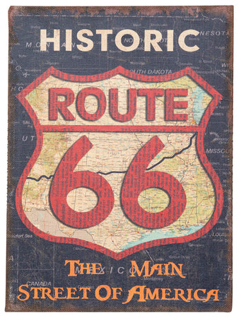 Biscottini Biscottini Stampa ROUTE 66 tela juta grezza anticata 45x1.9x60 design vintage