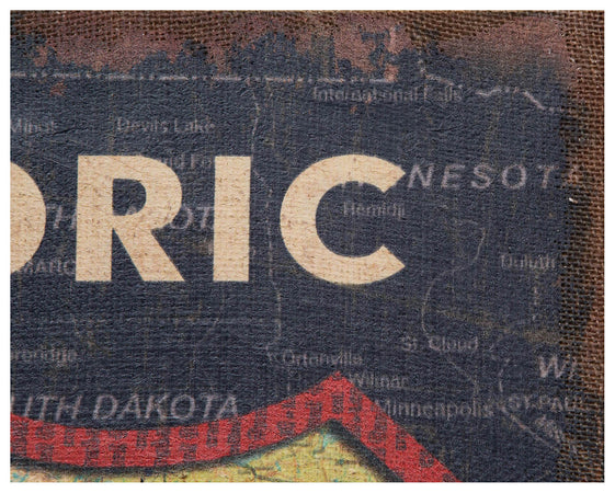 Biscottini Biscottini Stampa ROUTE 66 tela juta grezza anticata 45x1.9x60 design vintage