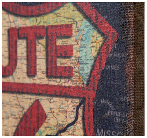 Biscottini Stampa 'ROUTE 66' su tela in juta grezza anticata L45xPR1,9xH60 cm dimensioni