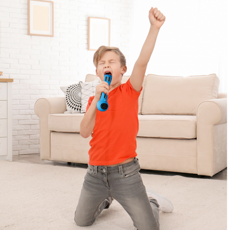 Festival Microfono Bluetoothper Karaoke Con Speaker Integrato Porta Tf Card Ingresso Aux 3w Azzurro