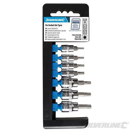 Set di bussole chiavi inserti 1/4" e 3/8" per punte T10 - T40 Silvelrine 7pz - Eternal Brico