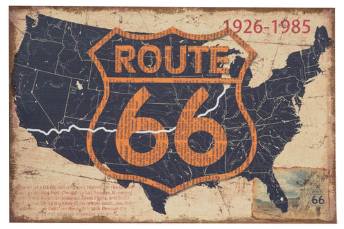 Biscottini Quadro Biscottini Stampa ROUTE 66 tela juta anticata 90x2x60 decorazione design
