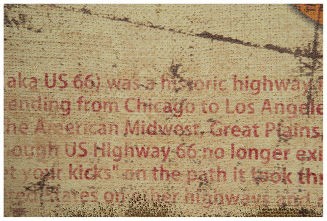 Biscottini Quadro Biscottini Stampa ROUTE 66 tela juta anticata 90x2x60 decorazione design