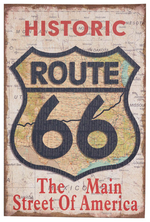 Biscottini Biscottini Stampa Juta Grezza Anticata 'Historic Route 66' Quadro Design 60x90