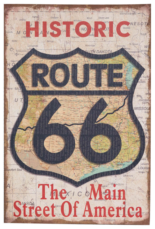 Biscottini Biscottini Stampa Juta Grezza Anticata 'Historic Route 66' Quadro Design 60x90