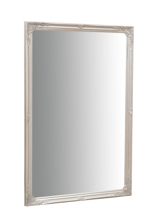 Biscottini Specchio Specchiera da parete e appendere verticale/orizzontale L60xPR4xH90 cm finitura foglia argento anticato