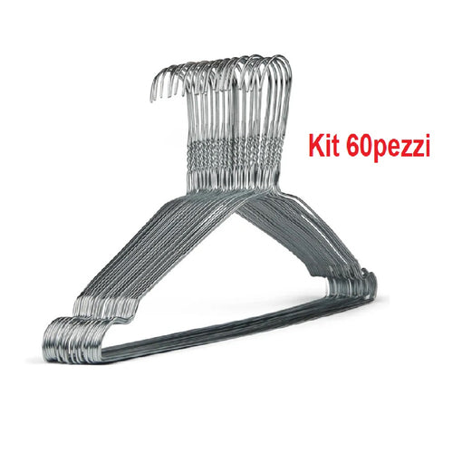 Grucce in Metallo 60pz Appendiabiti Resistente Salvaspazio Giacche Vestiti Pantaloni Camicie