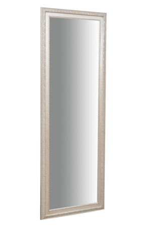 Biscottini Specchio Specchiera da parete e appendere verticale/orizzontale L50xPR4xH140 cm finitura foglia argento anticato