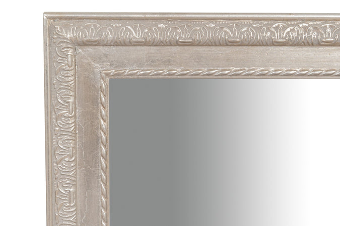 Biscottini Specchio Specchiera da parete e appendere verticale/orizzontale L50xPR4xH140 cm finitura foglia argento anticato