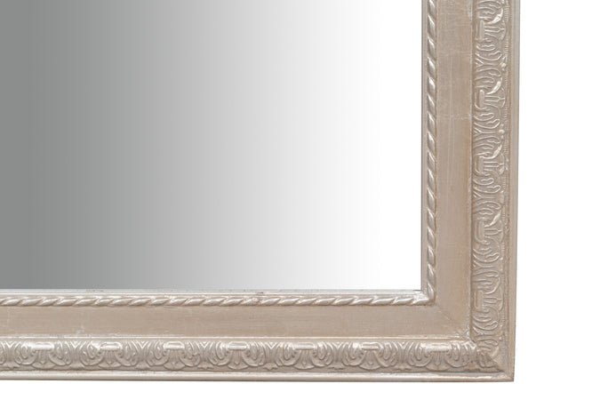 Biscottini Specchio Specchiera da parete e appendere verticale/orizzontale L50xPR4xH140 cm finitura foglia argento anticato