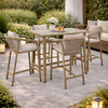 Set salotto Kalimera tavolo da bar + 4 sgabelli, per arredo giardino