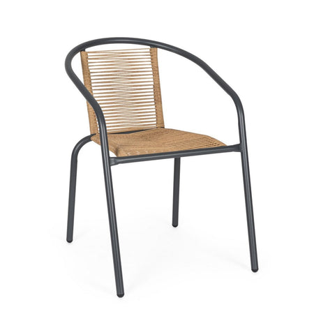 Sedia "Estela" struttura in acciaio, con seduta e schienale in fibra sintetica per giardino e veranda