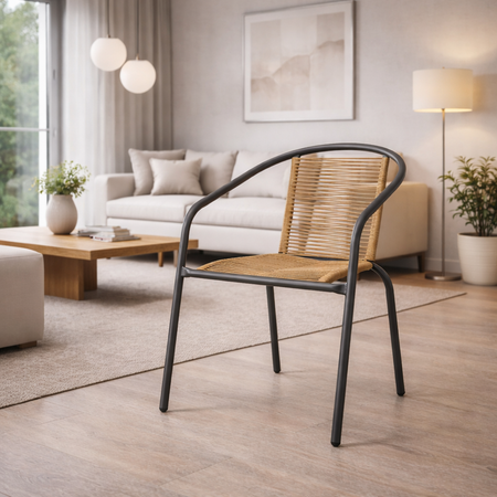 Sedia "Estela" struttura in acciaio, con seduta e schienale in fibra sintetica per giardino e veranda