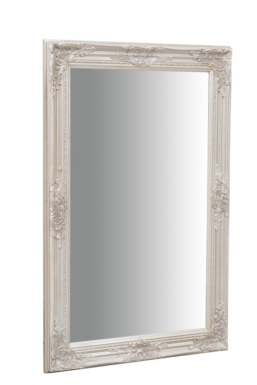 Biscottini Specchio Specchiera da parete e appendere verticale/orizzontale L60xPR4xH90 cm finitura foglia argento anticato
