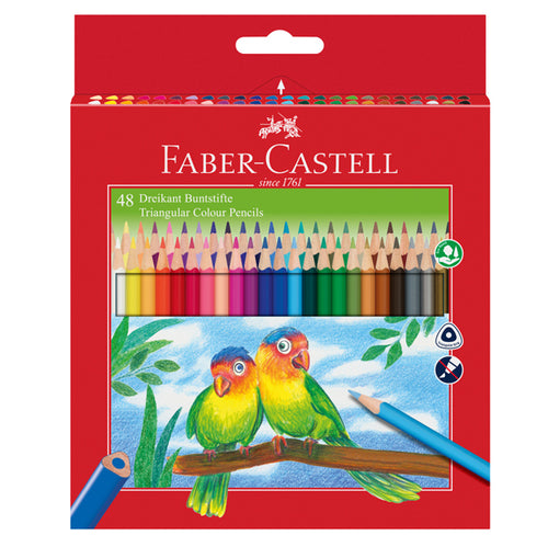 Astuccio 48 Pastelli Colorati Triangolari Eco + Temperino Faber Castell