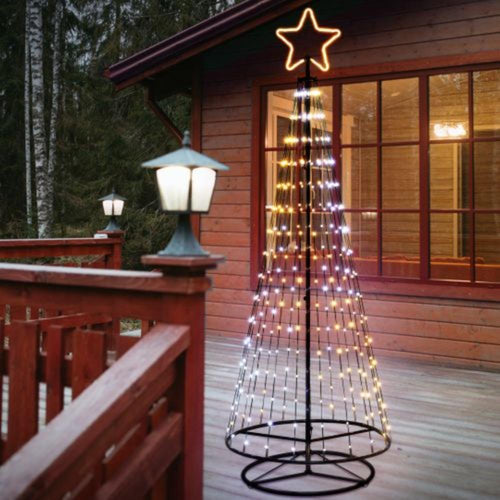 Albero Conico luminoso ripiegabile con gocce di luce da esterno