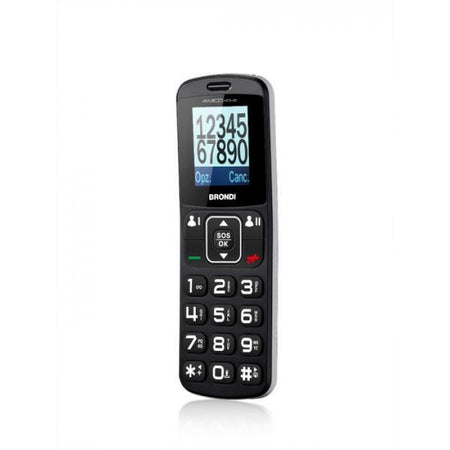 BRONDI AMICO HOME (NERO) - TELEFONO CELLULARE PER ANZIANI - TASTO SOS - TORCIA - CONTROLLO REMOTO - ANNUNCIO VOCALE - BASE DI RICARICA