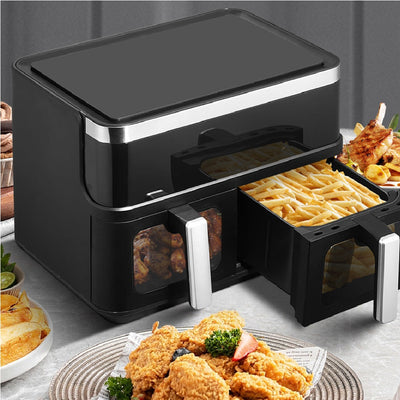 Forno Friggitrice ad Aria 2Vaschette 12LT Airfryer Senza Olio Display LED 2400W