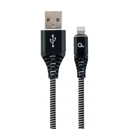 Cavo di ricarica e dati USB Type-C intrecciato in cotone premium, 1 m, nero/bianco