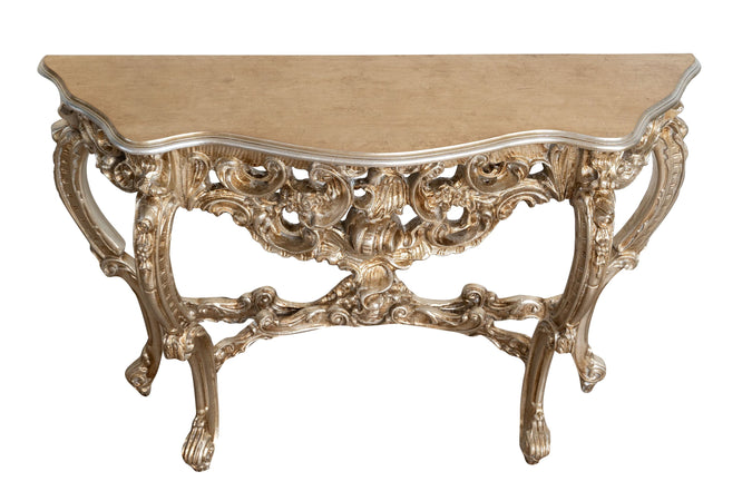 Biscottini CONSOLLE IN LEGNO FINITURA FOGLIA ARGENTO ANTICATO MADE IN ITALY dimensioni