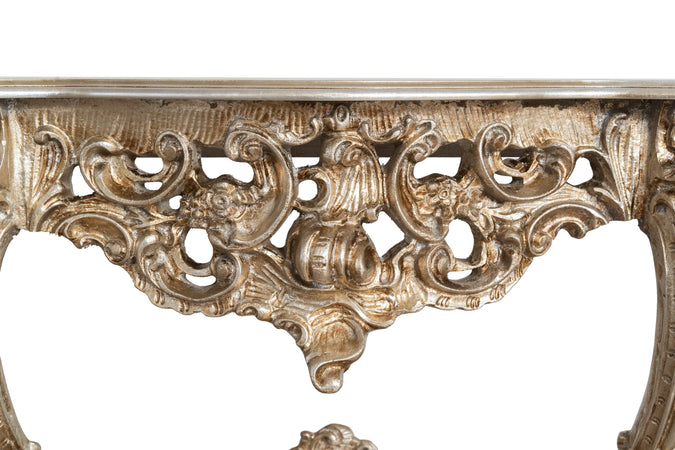 Biscottini CONSOLLE IN LEGNO FINITURA FOGLIA ARGENTO ANTICATO MADE IN ITALY dimensioni