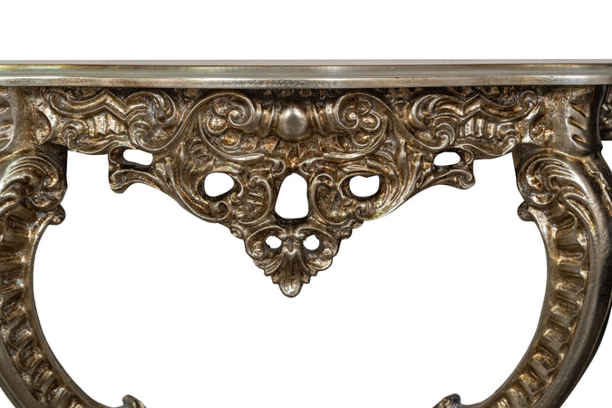 Biscottini CONSOLLE IN LEGNO FINITURA FOGLIA ARGENTO ANTICATO MADE IN ITALY dimensioni