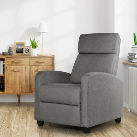 Poltrona Reclinabile Relax con Poggiapiedi Rivestimento Tessuto Design Moderno Grigio