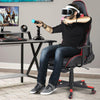 Poltrona Sedia Gaming 2 Cuscini Reclinabile 180° con Poggiapiedi Nero Rosso