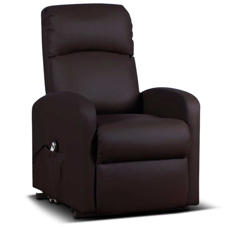 Poltrona Elettrica Telecomando Alzapersona Recliner Ecopelle Moro Schienale Alto