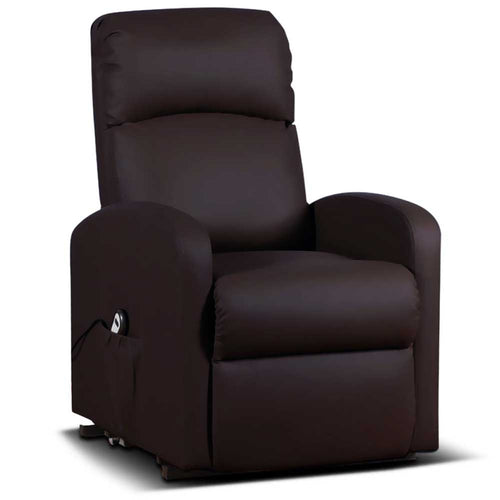 Poltrona Elettrica Telecomando Alzapersona Recliner Ecopelle Moro Schienale Alto