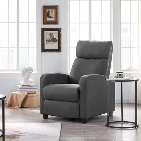 Poltrona Reclinabile Relax con Poggiapiedi Rivestimento Tessuto Design Moderno Grigio