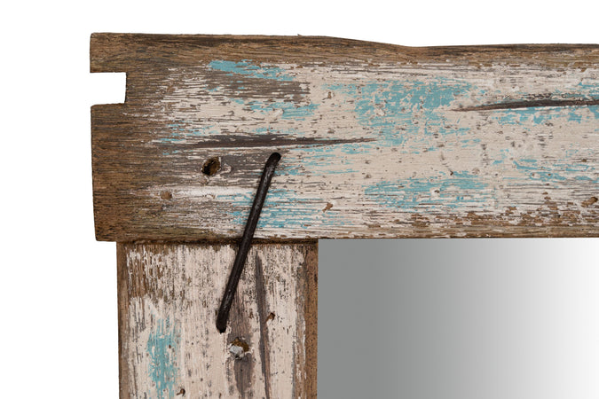 Biscottini Specchio da parete in legno massello L48xPR3xH59 cm effetto antico dipinto