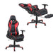 Poltrona Sedia Gaming 2 Cuscini Reclinabile 180° con Poggiapiedi Nero Rosso