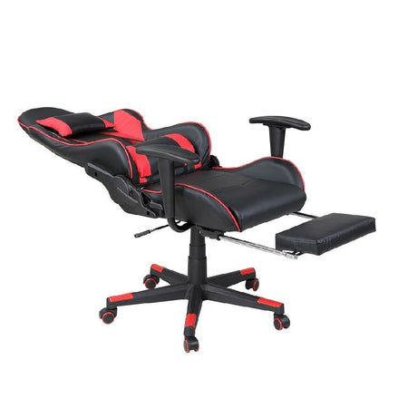 Poltrona Sedia Gaming 2 Cuscini Reclinabile 180° con Poggiapiedi Nero Rosso