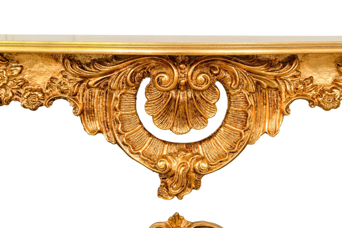 Biscottini CONSOLLE IN LEGNO FINITURA FOGLIA ORO ANTICATO MADE IN ITALY dimensioni