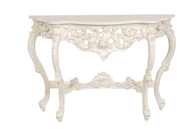 Biscottini Consolle Biscottini Legno Massello Bianca Anticata 125x38x87 Stile Fiorentino