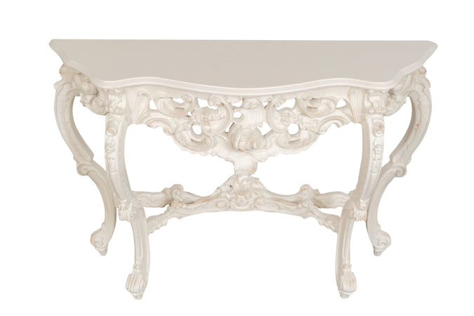 Biscottini Consolle Biscottini Legno Massello Bianca Anticata 125x38x87 Stile Fiorentino