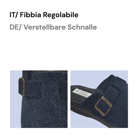 Le Valdostane, Fantastiche Pantofole Uomo Invernali da Casa, Calde e Imbottite, Ciabatte Inverno Antiscivolo con Pelo, Ciabatta da Camera Made in Italy, Fibbia Regolabile Comfort Unico